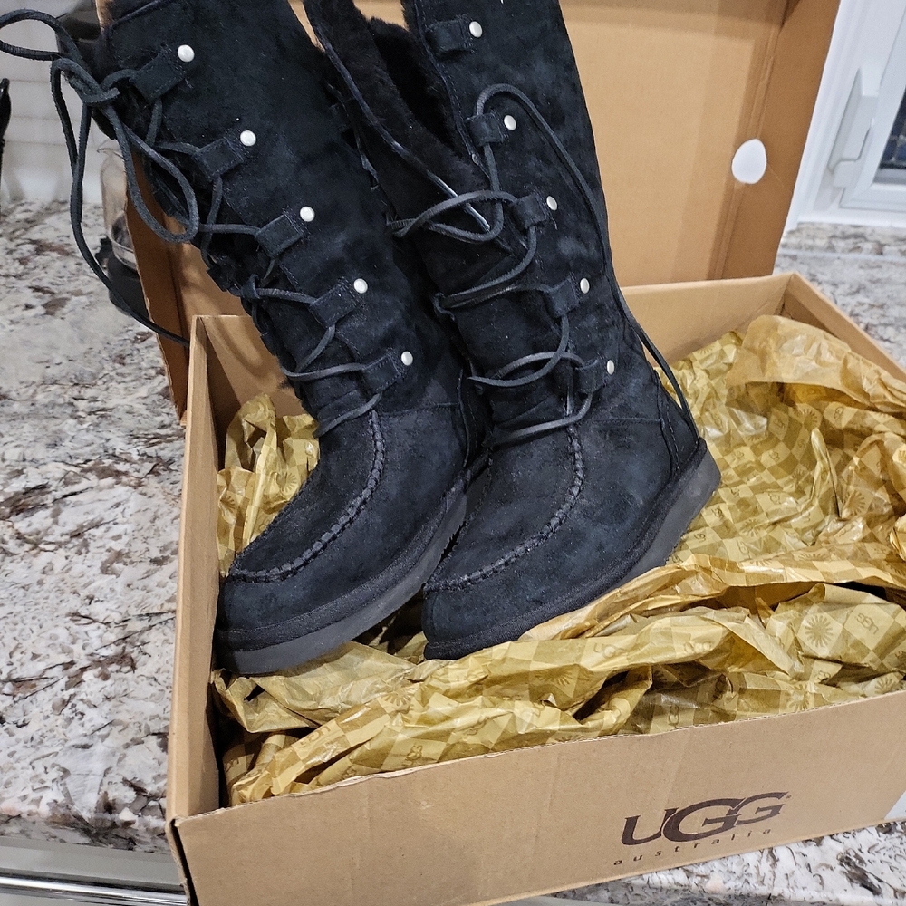 UGG Black Suede Tall Boots